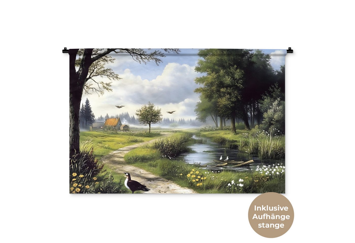 MuchoWow Wandteppich Sandiger Weg - Grüne Landschaft - Wasser von MuchoWow