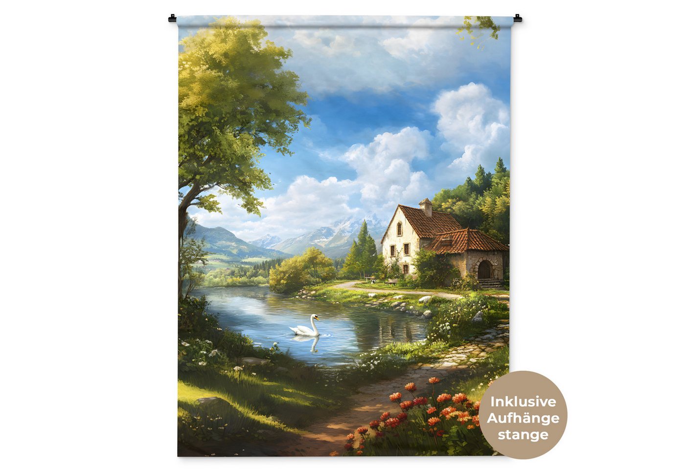 MuchoWow Wandteppich Schwan - Bäume - Ruhe von MuchoWow