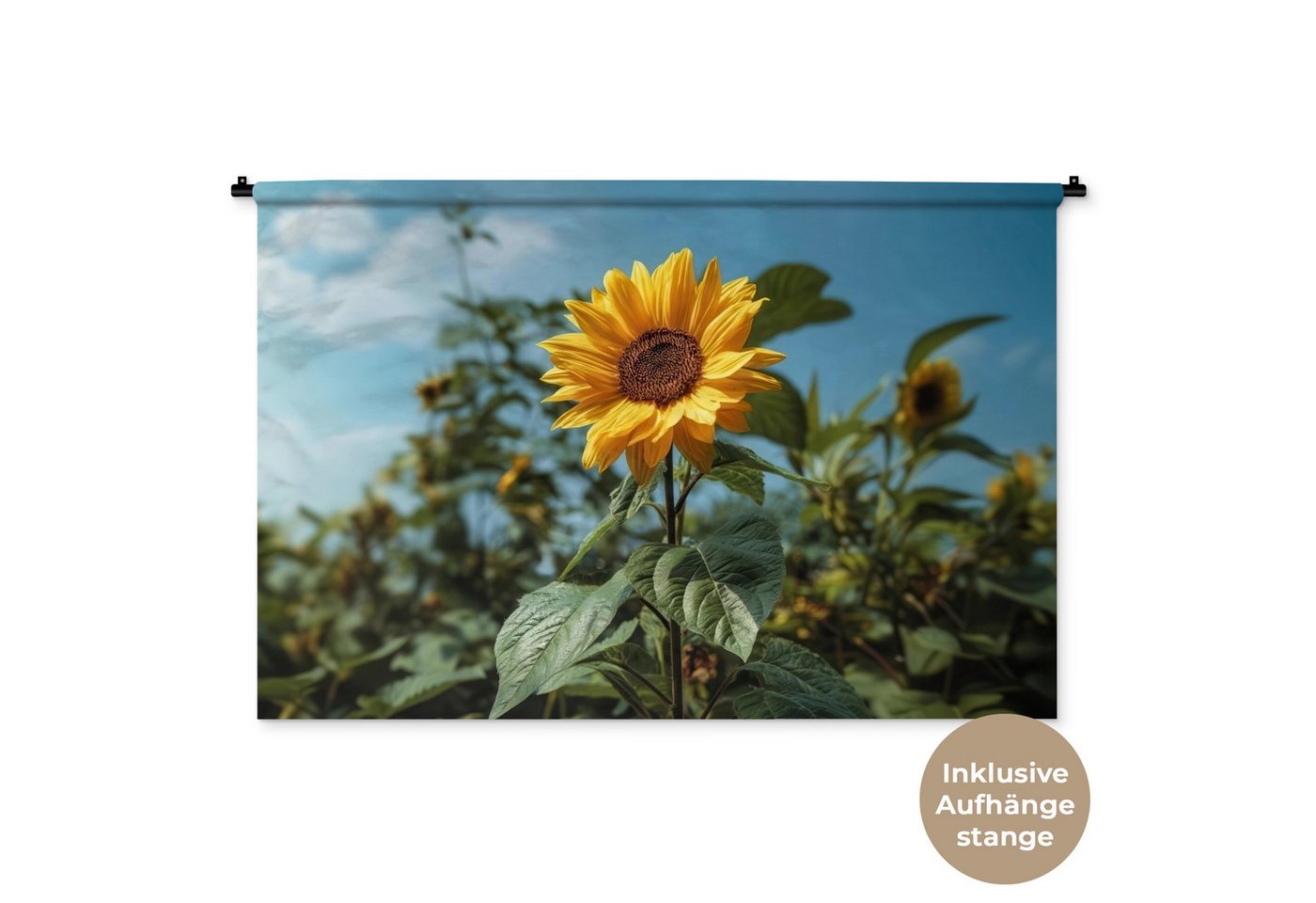 MuchoWow Wandteppich Sonnenblumen - Strahlend blauer Himmel - Gras von MuchoWow