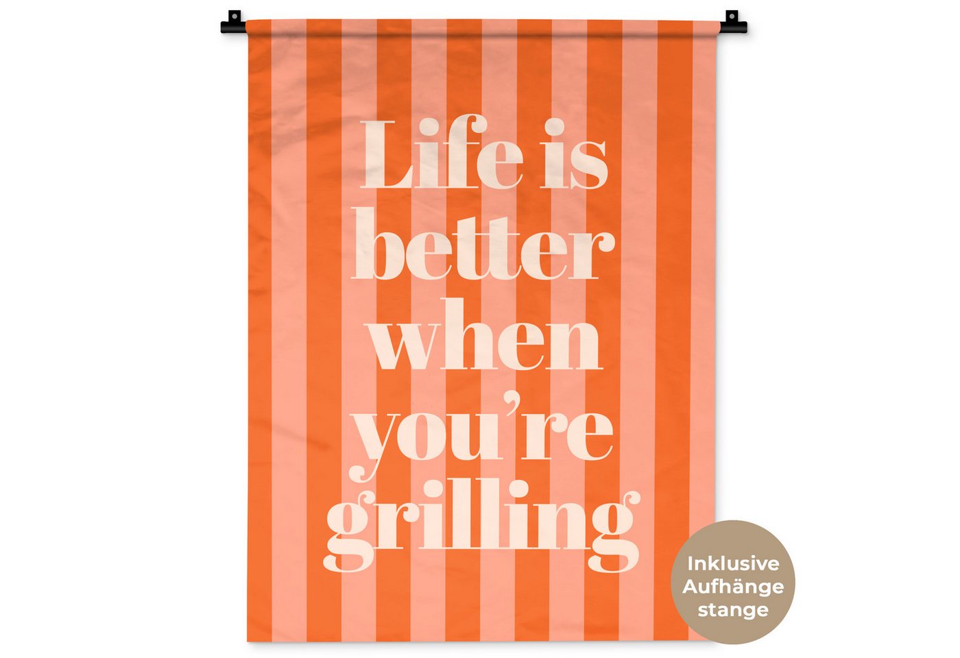 MuchoWow Wandteppich Text - Gestreift - Orange - Sommer, Rechteckig, Höhe: 3 mm, Wandtuch für Wohnzimmer, Schlafzimmer, 60x80 cm MuchoWow Wandteppich Text - Gestreift - Orange - Sommer, Rechteckig, Höhe: 3 mm, Wandtuch für Wohnzimmer, Schlafzimmer, 60x80 cm von MuchoWow