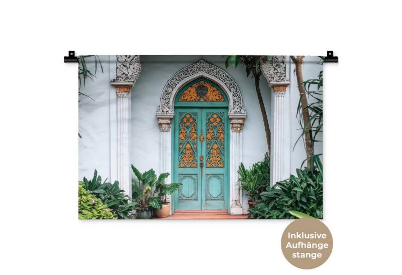 MuchoWow Wandteppich Tür - Muster - Pflanzen, Rechteckig, Höhe: 3 mm, Wandteppich für Wohnzimmer, Schlafzimmer, 60x40 cm von MuchoWow