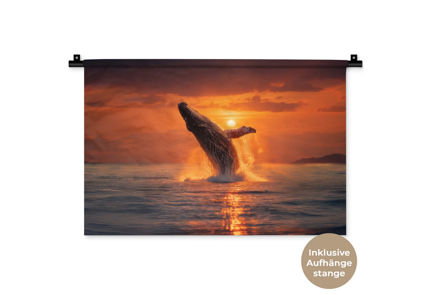 MuchoWow Wandteppich Wal - Sonne - Meer, Rechteckig, Höhe: 3 mm, Wandteppich für Wohnzimmer, Schlafzimmer, 60x40 cm MuchoWow Wandteppich Wal - Sonne - Meer, Rechteckig, Höhe: 3 mm, Wandteppich für Wohnzimmer, Schlafzimmer, 60x40 cm von MuchoWow