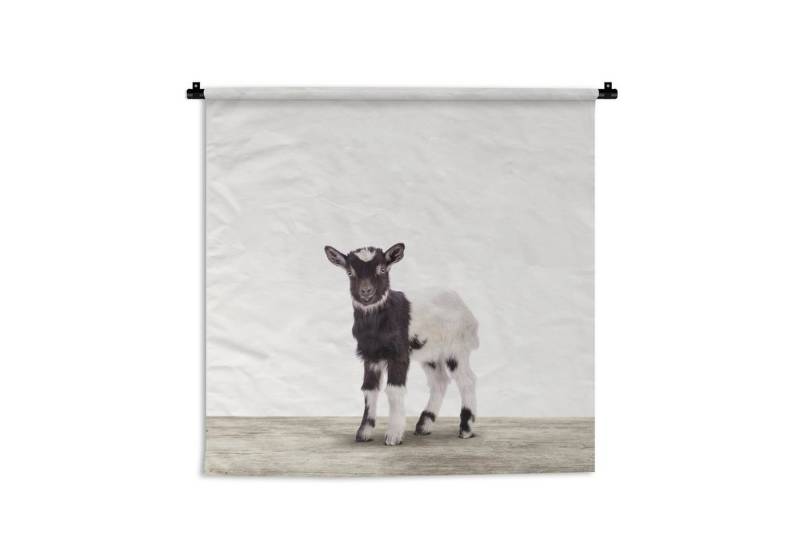 MuchoWow Wandteppich Ziege - Tiere - Kinder - Jungen - Mädchen, Quadratisch, Höhe: 3 mm, Wand Teppich, Deko für an den Wand, 60x60 cm von MuchoWow