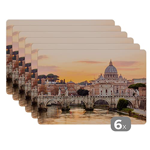 Placemats Platzdeckchen Platzset Tischset 6-teilig Tischdeko Untersetzer 45x30 cm Italien - Skyline - Rom von MuchoWow