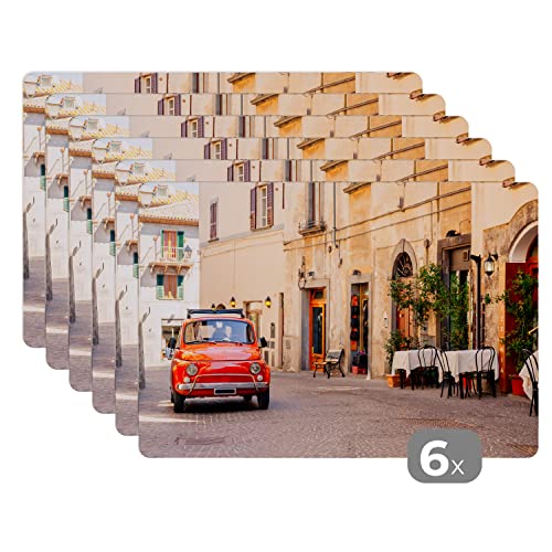 Placemats Platzdeckchen Platzset Tischset 6-teilig Tischdeko Untersetzer 45x30 cm Italien - Straße - Oldtimer - Auto von MuchoWow