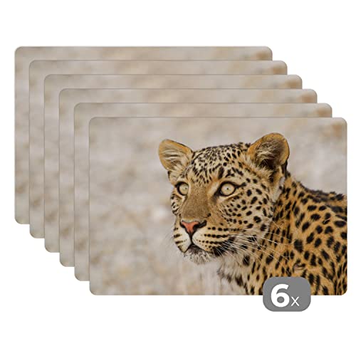 Placemats Platzdeckchen Platzset Tischset 6-teilig Tischdeko Untersetzer 45x30 cm Leopard - Makro - Braun von MuchoWow