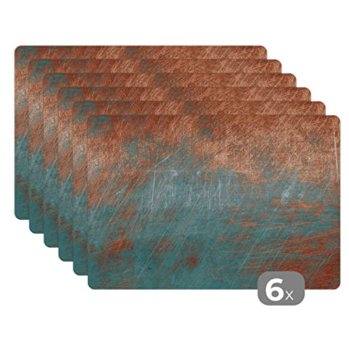 Placemats Platzdeckchen Platzset Tischset 6-teilig Tischdeko Untersetzer 45x30 cm Metall - Rost - Bronze - Blau - Abstrakt - Struktur von MuchoWow