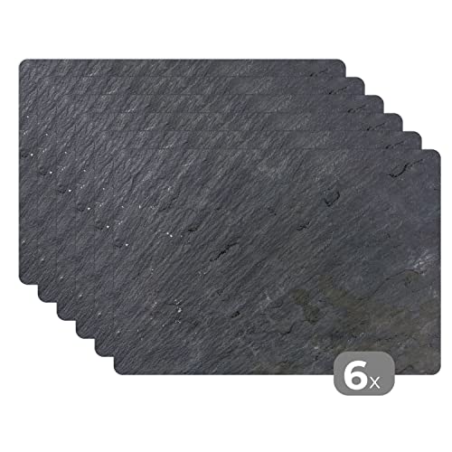 Placemats Platzdeckchen Platzset Tischset 6-teilig Tischdeko Untersetzer 45x30 cm Naturstein - Industriell - Schiefer - Strukturiert - Grau von MuchoWow