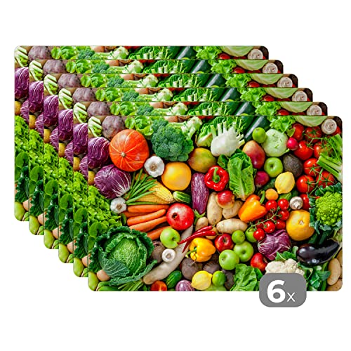 Placemats Platzdeckchen Platzset Tischset 6-teilig Tischdeko Untersetzer 45x30 cm Obst - Gemüse - Apfel von MuchoWow