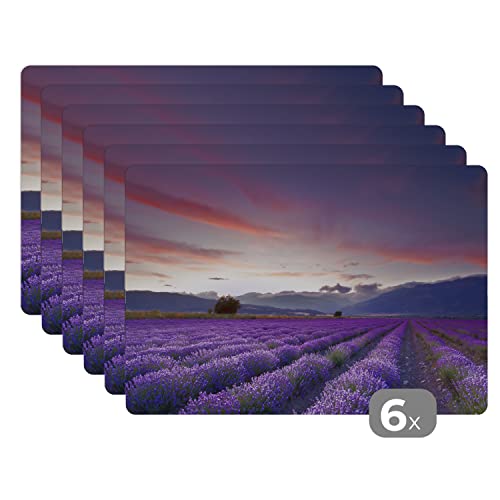 Placemats Platzdeckchen Platzset Tischset 6-teilig Tischdeko Untersetzer 45x30 cm Sonnenuntergang über Lavendel von MuchoWow