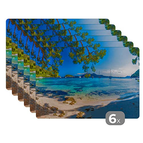 Placemats Platzdeckchen Platzset Tischset 6-teilig Tischdeko Untersetzer 45x30 cm Strand - Meer - Boot - Mallorca von MuchoWow