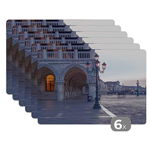 Placemats Platzdeckchen Platzset Tischset 6-teilig Tischdeko Untersetzer 45x30 cm Venedig - Italien - Platz von MuchoWow
