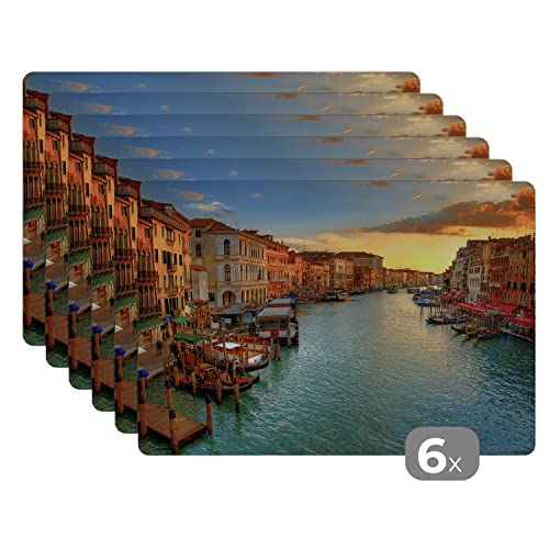 Placemats Platzdeckchen Platzset Tischset 6-teilig Tischdeko Untersetzer 45x30 cm Venedig - Sonnenuntergang - Italien von MuchoWow