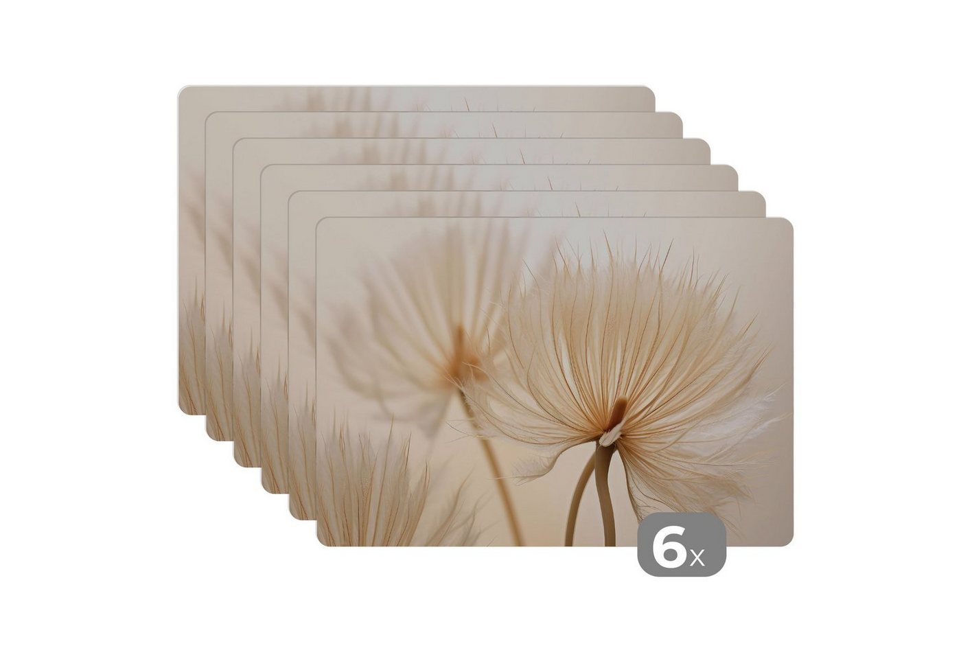 Platzset, Blumen - Beige - Natur, MuchoWow, (6-St), Platzset, Platzdecken, Platzmatte, Tischmatten, Schmutzabweisend von MuchoWow