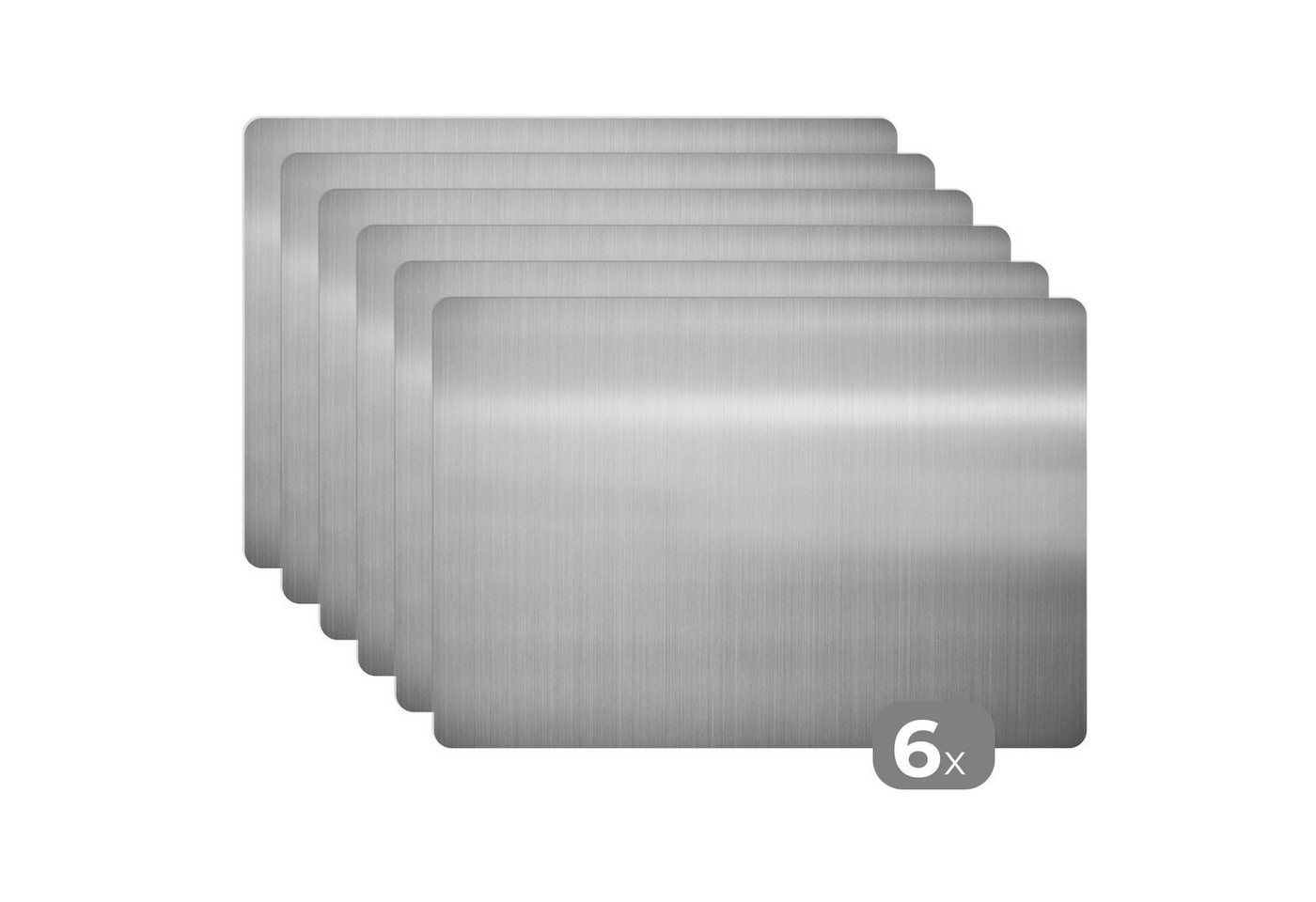 Platzset, Metalldruck - Silber - Grau, MuchoWow, (6-St), Platzset, Platzdecken, Platzmatte, Tischmatten, Schmutzabweisend von MuchoWow