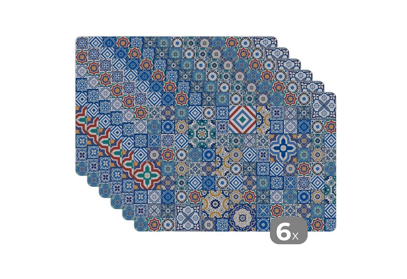Platzset, Muster - Blau - Formen, MuchoWow, (6-St), Platzset, Platzdecken, Platzmatte, Tischmatten, Schmutzabweisend von MuchoWow