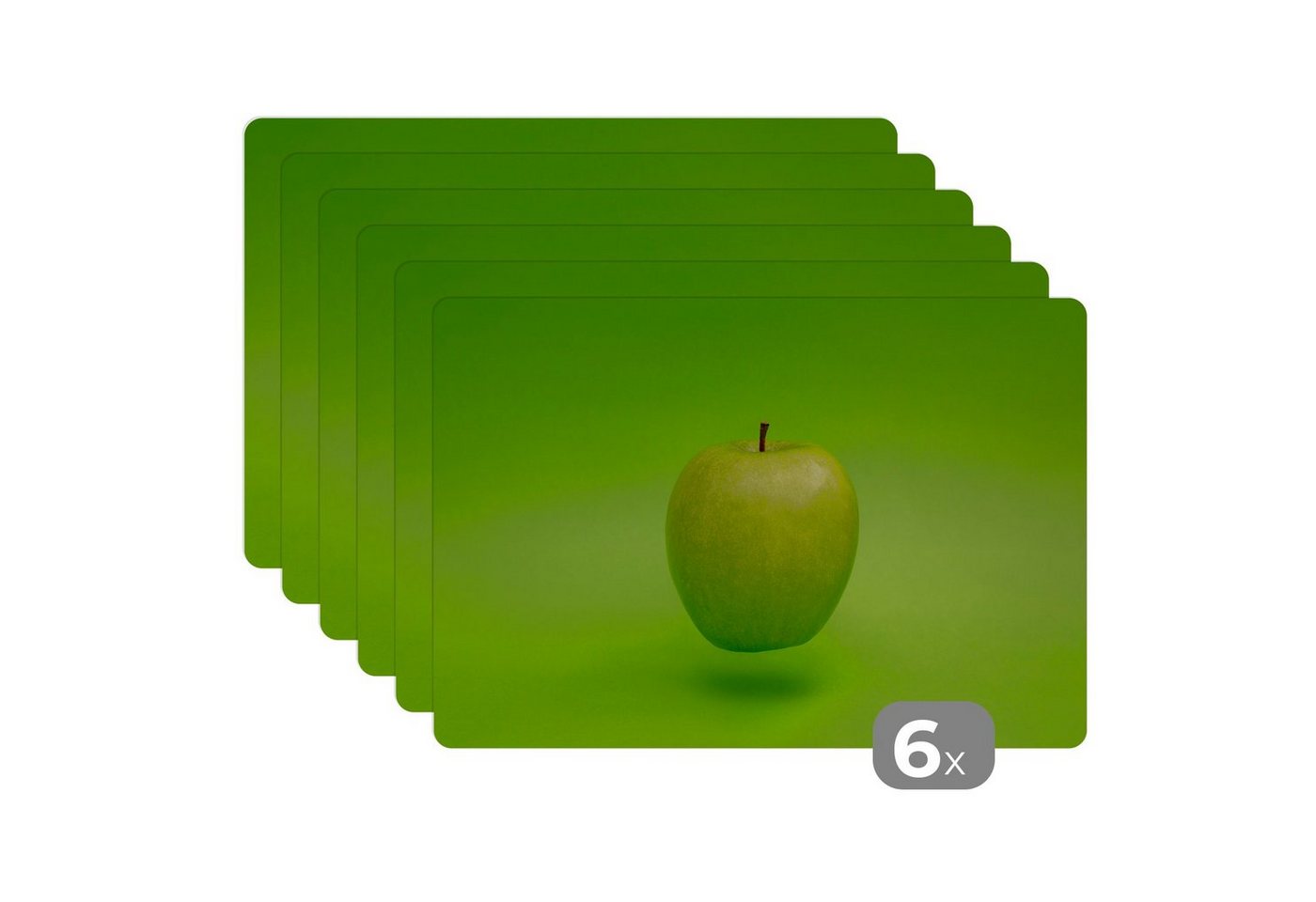 MuchoWow Platzset Obst - Apfel - Grün, (6-St), Platzsets, Tischset, Abwaschbar, Tischsets, Platzdeckchen von MuchoWow