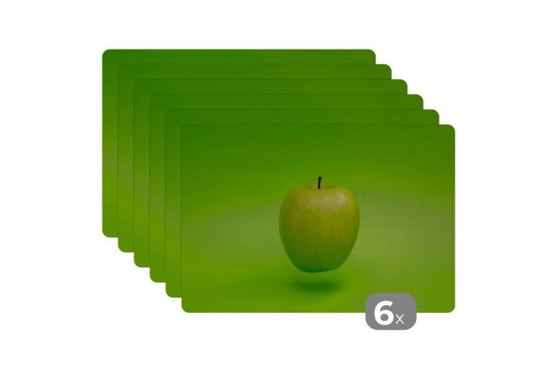 MuchoWow Platzset Obst - Apfel - Grün, (6-St), Platzsets, Tischset, Abwaschbar, Tischsets, Platzdeckchen von MuchoWow