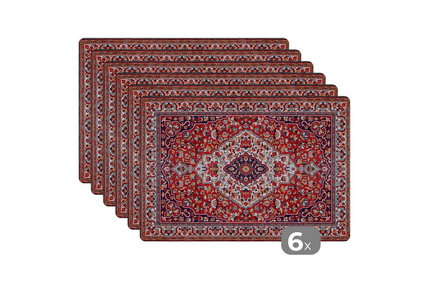 Platzset, Persische Teppiche - Teppiche - Muster - Rot, MuchoWow, (6-St), Platzset, Platzdecken, Platzmatte, Tischmatten, Schmutzabweisend von MuchoWow