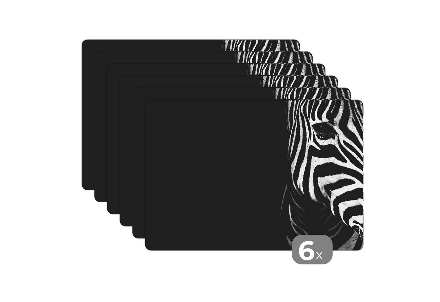 Platzset, Tiere - Zebra - Schwarz - Weiß, MuchoWow, (6-St), Platzset, Platzdecken, Platzmatte, Tischmatten, Schmutzabweisend von MuchoWow
