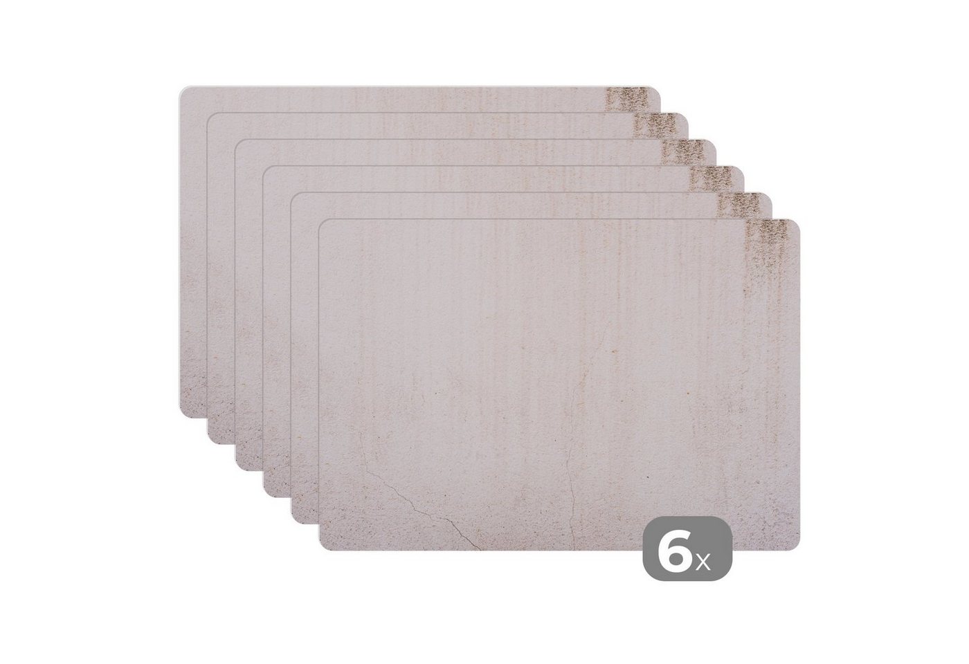 Platzset Beton - Wand - Weiß, (6-St), Tischset Platzset Platzdeckchen Abwischbar von MuchoWow