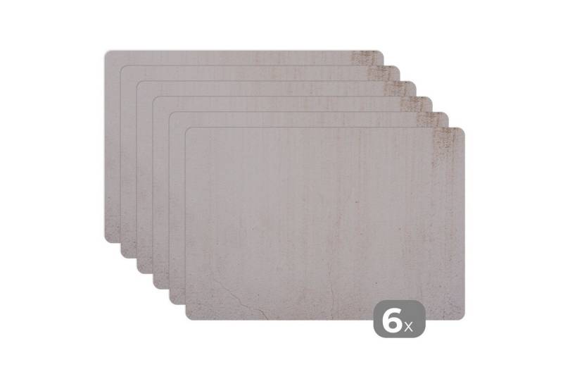 Platzset Beton - Wand - Weiß, (6-St), Tischset Platzset Platzdeckchen Abwischbar von MuchoWow