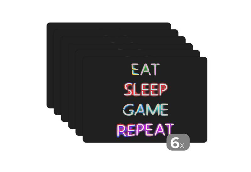 Platzset Zitate - Spiele, (6-St), Tischset Platzset Platzdeckchen Abwischbar von MuchoWow
