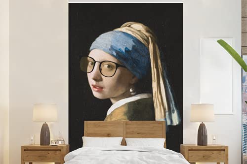 Selbstklebend Tapete Wandpapier Wandaufkleber Fototapete Tapeten Wanddeko 225x350 cm Das Mädchen mit dem Perlenohrring - Johannes Vermeer - Brillen von MuchoWow