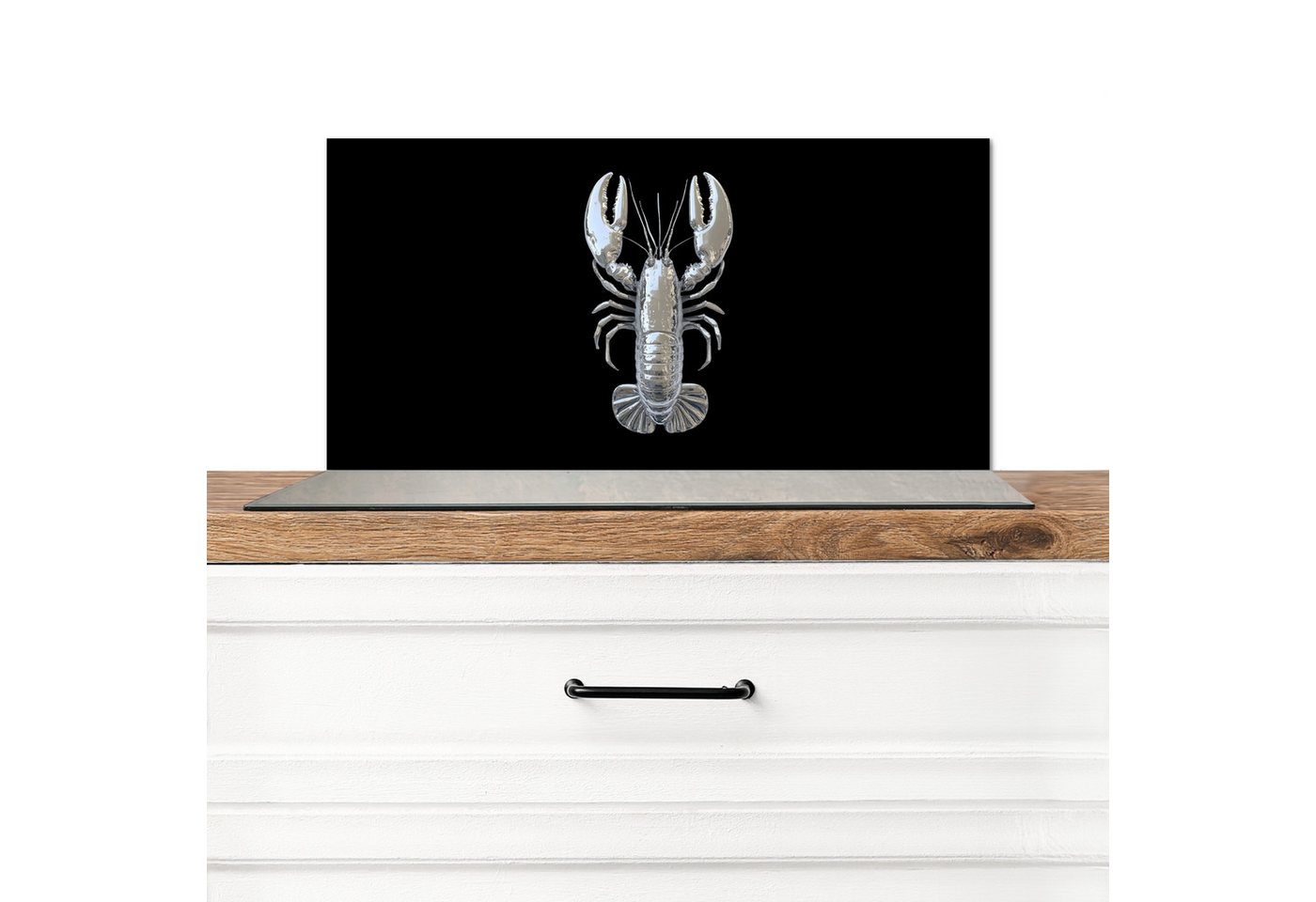 MuchoWow Küchenrückwand Hummer - Silber - Metallisch - Luxus, (1-tlg), Spritzschutz Küchenrückwand, Wandschutz, 60x30 cm von Muchowow