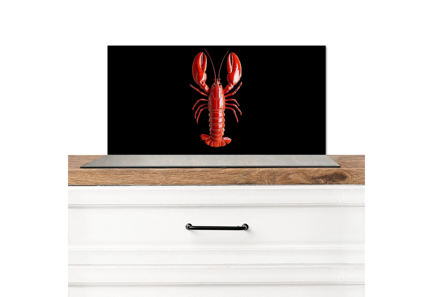 MuchoWow Küchenrückwand Krebs - Glossier Rot - Schwarz, (1-tlg), Spritzschutz Küchenrückwand, Wandschutz, 60x30 cm von Muchowow
