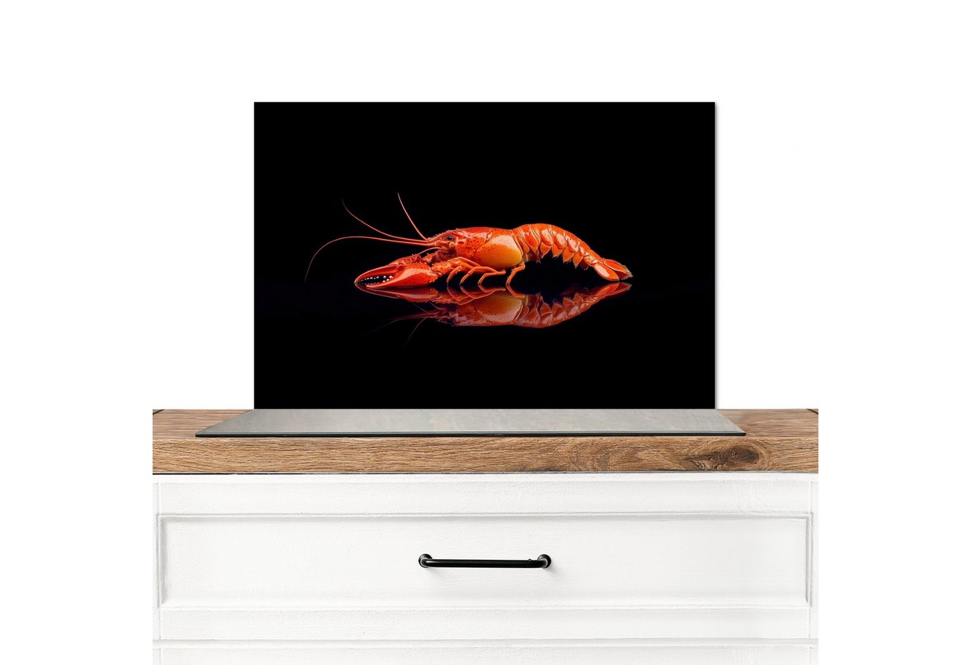 MuchoWow Küchenrückwand Krebs - Orange - Schwarz - Auffallend, (1-tlg), Spritzschutz Küche, Küchendeko, 60x40 cm von Muchowow