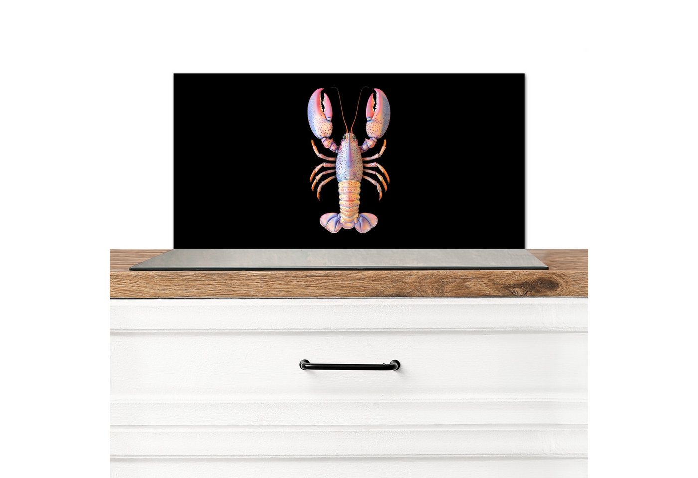 MuchoWow Küchenrückwand Krebs - Rosa - Weich - Schwarz, (1-tlg), Spritzschutz Küchenrückwand, Wandschutz, 60x30 cm von MuchoWow