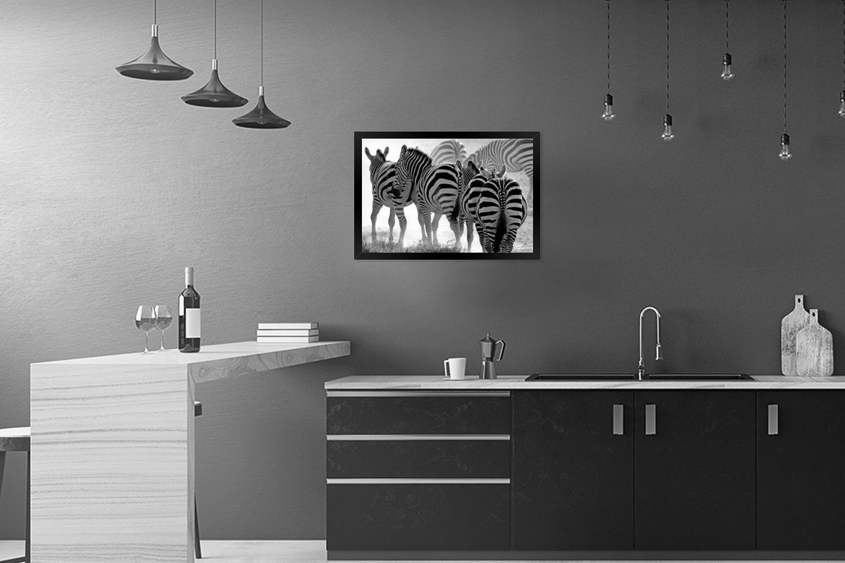 MuchoWow Poster Laufende Zebras, (1 St), Bilderrahmen, Poster Wand Dekoration, Wanddeko, 60x40 cm von Muchowow