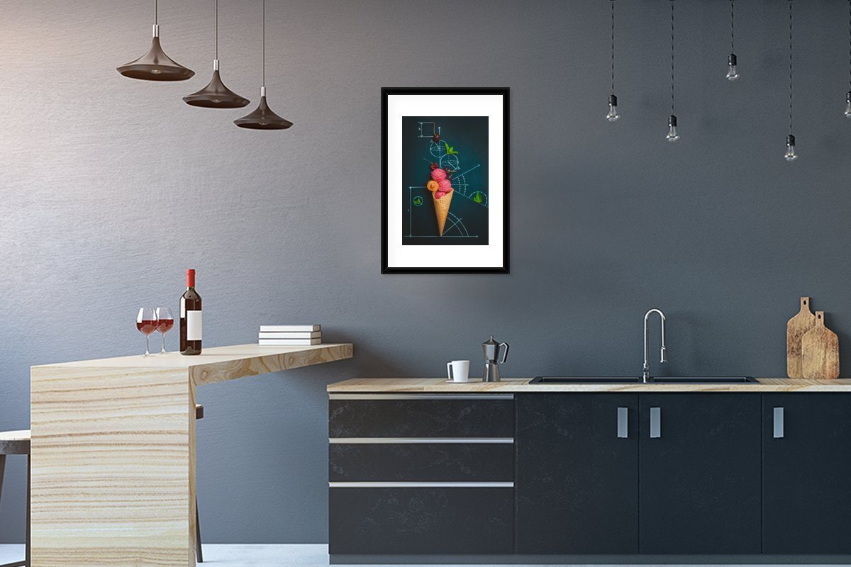 MuchoWow Poster Süße Mathematik, (1 St), Bilderrahmen, Wanddeko für Wohnzimmer, Mit Passepartout 40x60 cm von Muchowow