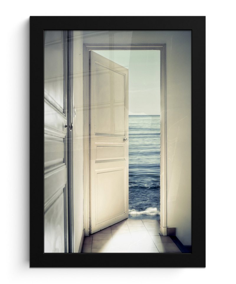 MuchoWow Poster Tür - Meer - Abstrakt - Wasser, (1 St), Bilderrahmen, Zimmer Deko, Bild für Wohnzimmer, 20x30 cm von Muchowow