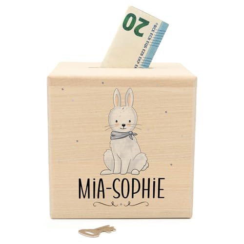 Muckelmeister Spardose Kinder Personalisiert mit Namen aus Holz - 10x10x10cm - Spardose mit Schloss und Schlüssel - Taufgeschenke für Mädchen und Jungen - originelle Geschenke zur Geburt - Hase Muckelmeister Spardose Kinder Personalisiert mit Namen aus Holz - 10x10x10cm - Spardose mit Schloss und Schlüssel - Taufgeschenke für Mädchen und Jungen - originelle Geschenke zur Geburt - Hase von Muckelmeister