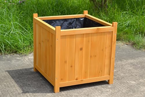 Mucola Blumenkübel aus Holz 50cm Pflanzkasten Garten Terrasse Pflanzkübel | inkl. schwarzer Schutzfolie | Blumentopf Blumentrog Übertopf von Mucola