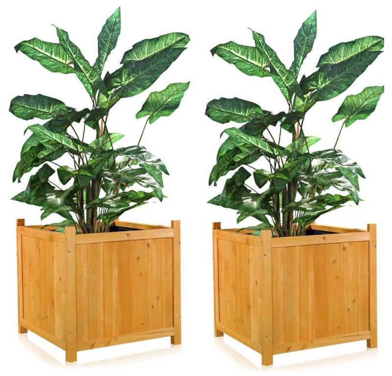 Mucola Blumentopf Blumenkübel 50x50cm Grau Pflanzkasten Blumentrog Blumentopf Übertopf (Stück, 2 St., Premium-Kübel), Innenbereich mit schwarzer Schutzfolie von Mucola