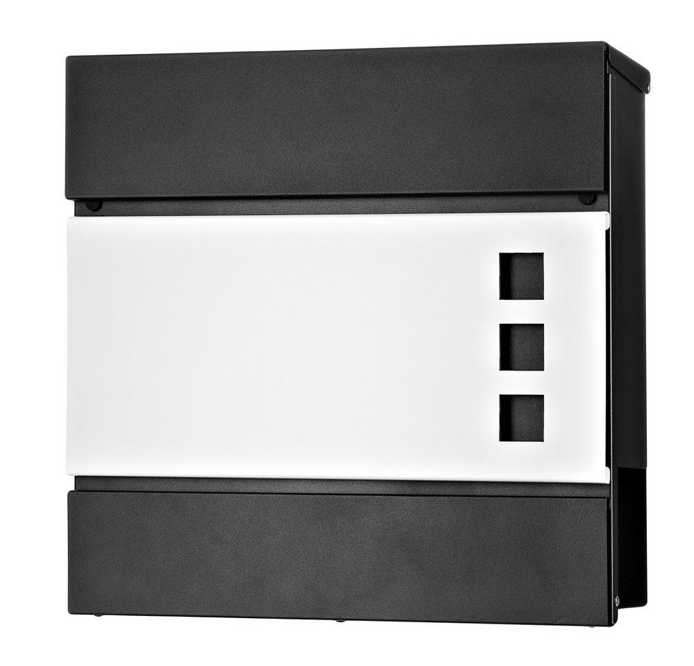 Mucola Briefkasten Briefkasten Wandbriefkasten Mailbox schwarz Weiß Design Postkasten (Stück, Premium-Briefkasten) von Mucola