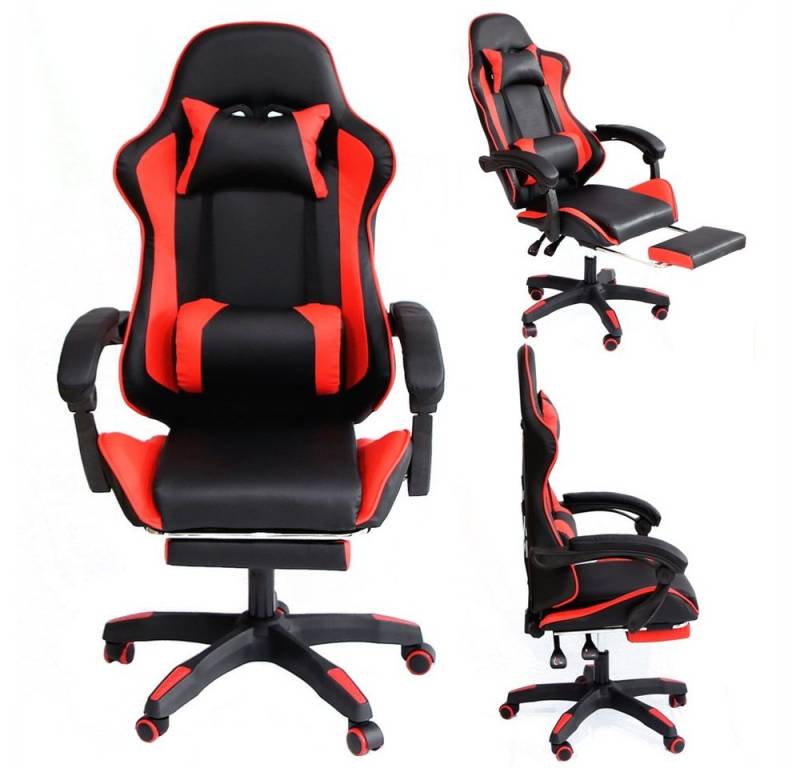 Mucola Gaming-Stuhl Bürostuhl Chefsessel Schreibtischstuhl mit Fußablage höhenverstellbar (Stück, 1 St), Luftdurchlässig von Mucola