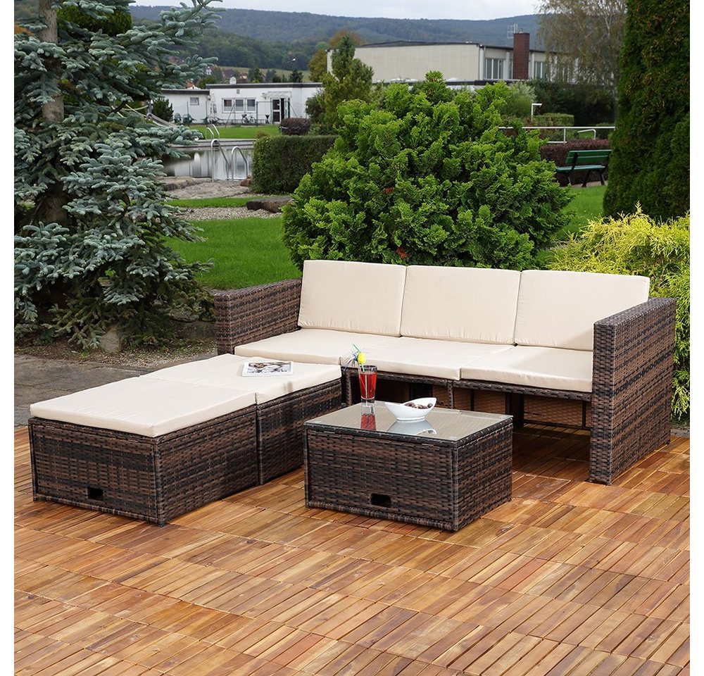 Mucola Gartenlounge-Set Polyrattan Lounge Rattanmöbel Sitzgruppe Gartenmöbel Gartenset, (Set, 4-tlg., Premium-Lounge), Hochwertige Flechtoptik von Mucola