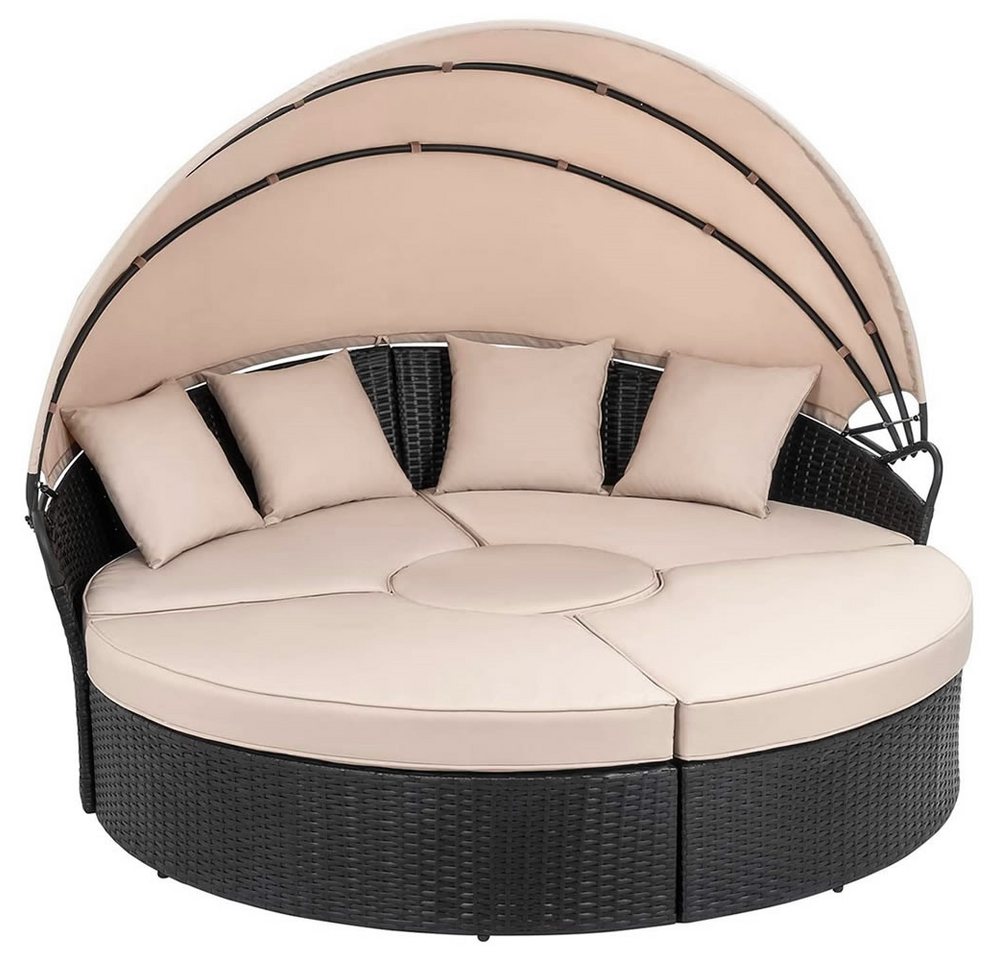Mucola Gartenlounge-Set Sonneninsel 180CM Polyrattan Gartenmuschel Gartenliege Loungebett, (Stück, 10-tlg., Exklusiv), Wasserabweisend von Mucola