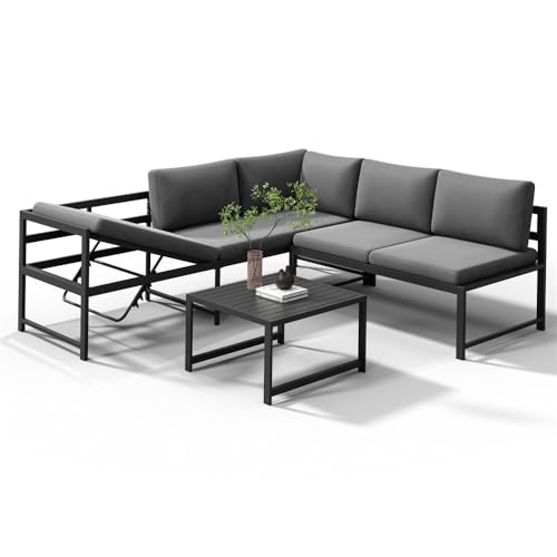 Mucola Gartenmöbel Set Aluminium Ecklounge 6-Fach verstellbare Rückenlehne Sitzgruppe variabel aufstellbare Elemente | wetterfest und rostfrei | extra Dicke Wasserabweisende Kissen von Mucola