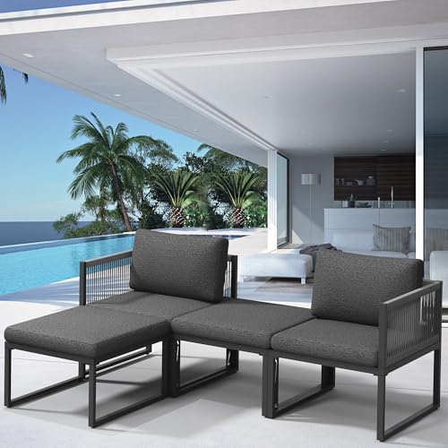 Mucola Gartenmöbel Set Aluminium Sitzgruppe variabel aufstellbare Elemente | wetterfest und rostfrei | Lounge Essgruppe extra Dicke Wasserabweisende Kissen Sitzecke Outdoor von Mucola