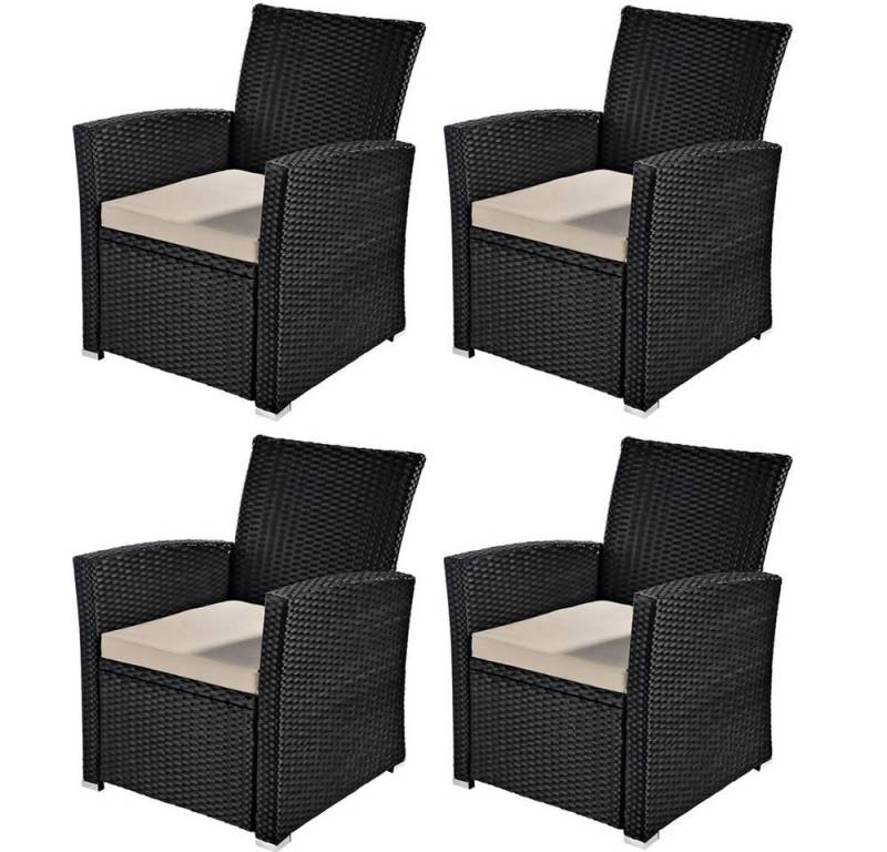 Mucola Gartensessel Gartensessel Rattansessel schwarz aus Polyrattan Balkon Hochlehner (Stück, 4-St., Set auswählbar), Polyrattangeflecht von Mucola