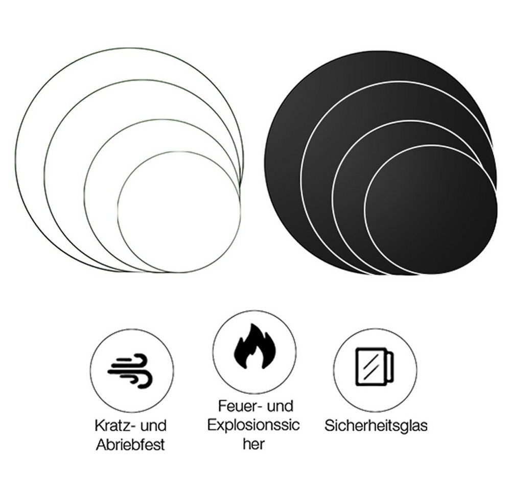 Mucola Glastisch Kaminglas Tischplatte Bodenplatte Rund Funkenschutz Sicherheitsglas (Stück), ESG Sicherheitsglas von Mucola