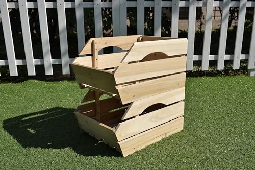 Mucola Kartoffelkiste 38x27x20 cm Universalkiste Vorratskiste mit Griffen Apfelkiste Obstkiste | stapelbar | Weinkiste Gemüsekiste Holzkiste von Mucola