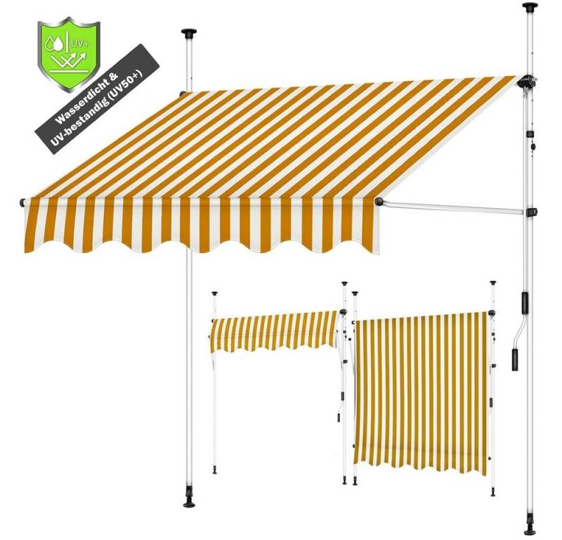 Mucola Klemmmarkise LED Klemmmarkise 150-400cm Balkon Sonnenschutz Terasse Fenstermarkise (Stück, 1-St., Markise) Klemmmontage von Mucola