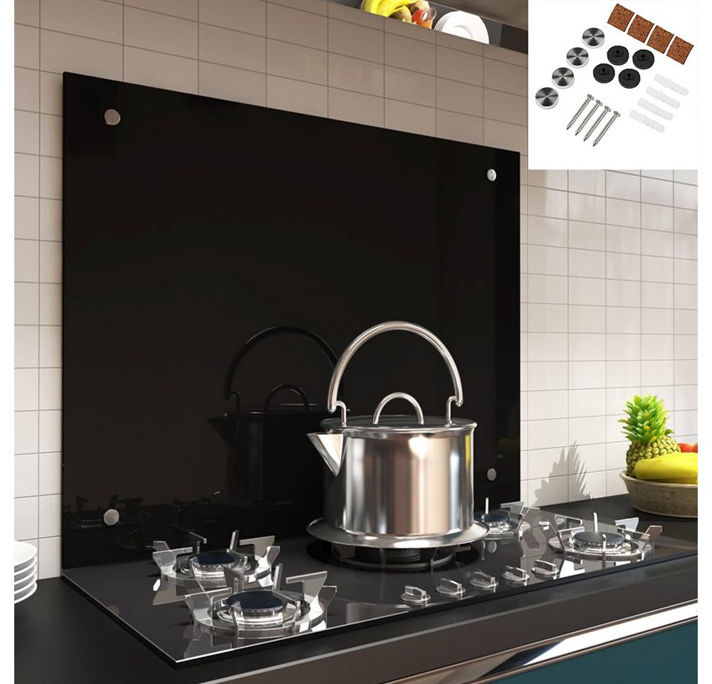 Mucola Küchenrückwand Glasrückwand Schwarz Fliesenspiegel Herdspritzschutz Herdblende ESG, (Stück, Premium-Rückwand), ESG Sicherheitsglas von Mucola