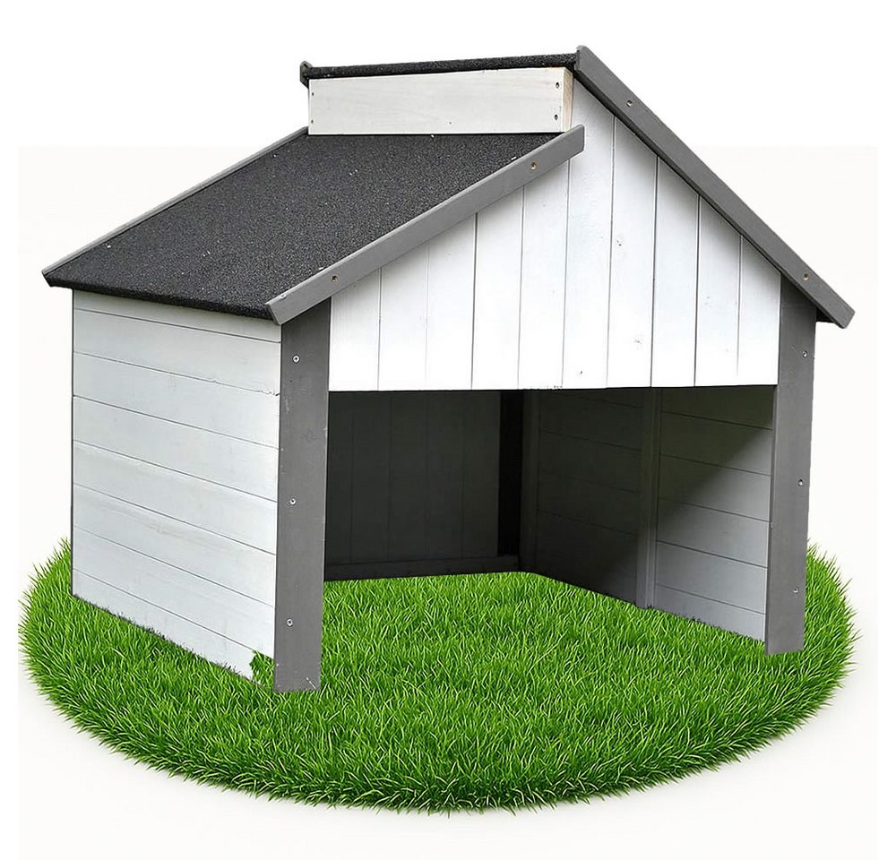 Mucola Mähroboter-Garage Rasenroboter Garagendach Carport Holzgarage Sonnenschutzdach, BxTxH: 85x85x82.5 cm, für Mähroboter, (Stück, 1-St., Mini-Garage), Großzügige Türöffnung von Mucola